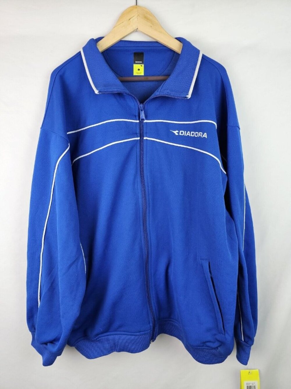 Diadora Men's Jacket Size Large Blue & White Mediano Track Jacket Full Zip